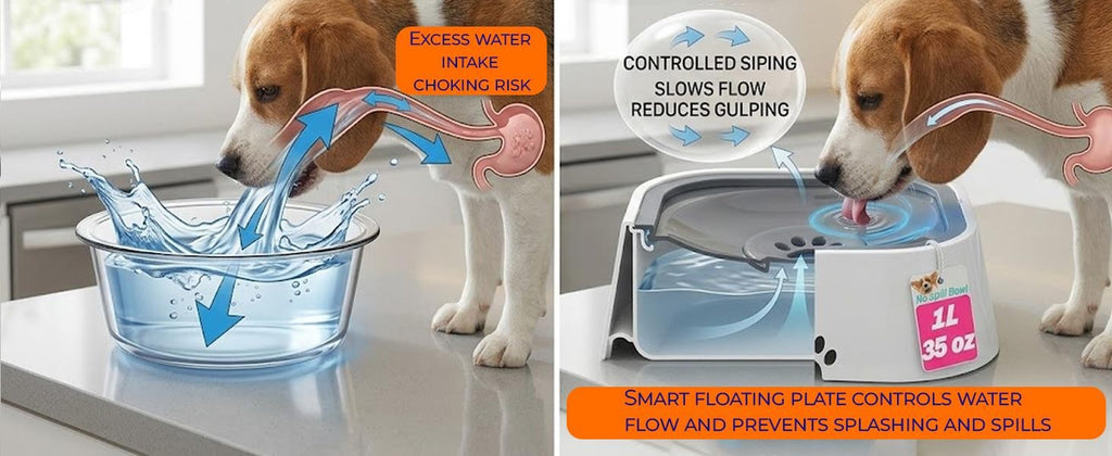 Pet Water Bowl 35Oz Non Spill Dog Water Bowl Slow Drink