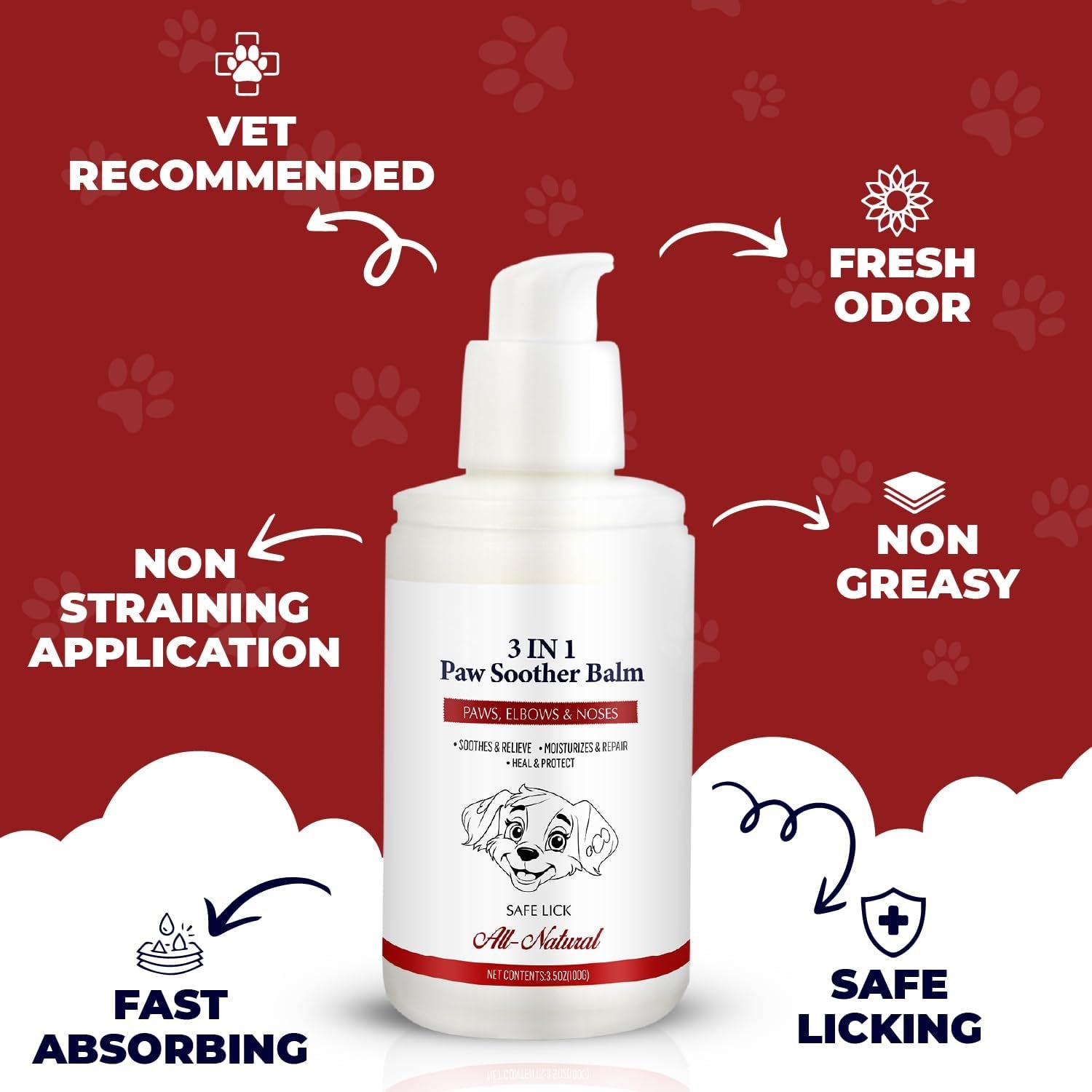Dog Paw Balm - Natural Paw Cream for Dogs - Moisturizes, Soothes, Heals & Protects Paws, Elbows & Noses - Fast Absorbing, Non-Sticky, Lick-Safe - 3.5Oz - Vet Recommended, for All Breeds