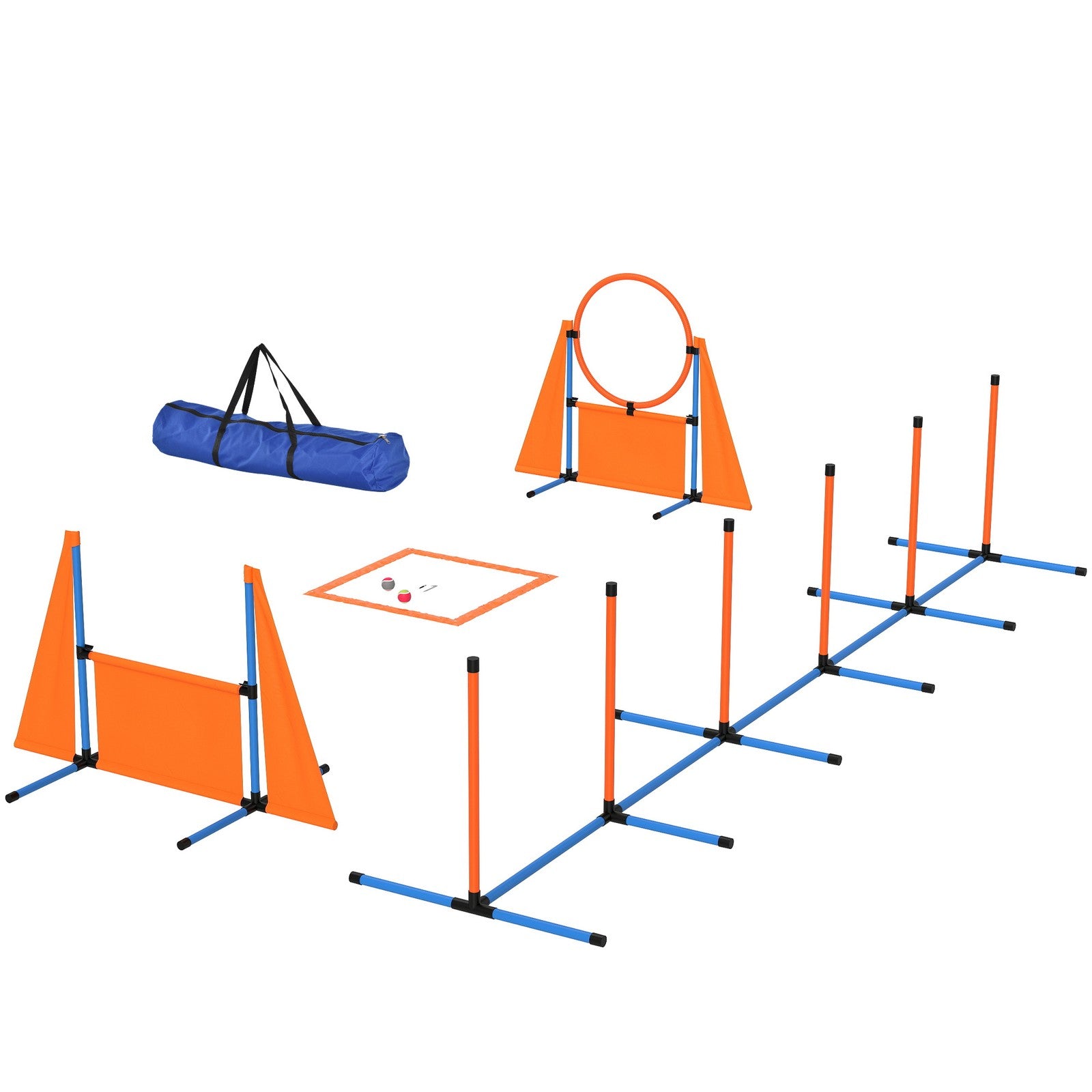 6-Piece Dog Agility Equipment, Pet Agility Training Set with Weave Poles