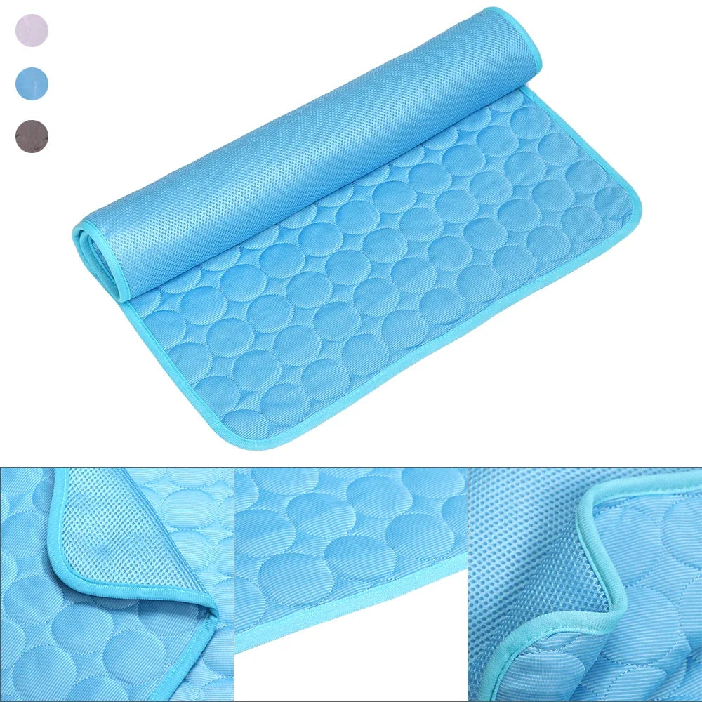 Pet Cooling Mat Dog Cat Sleeping Pad Cool Ice Silk Moisture-Proof Mattress Cushion Summer Small Animal Cold Bed 5 Sizes
