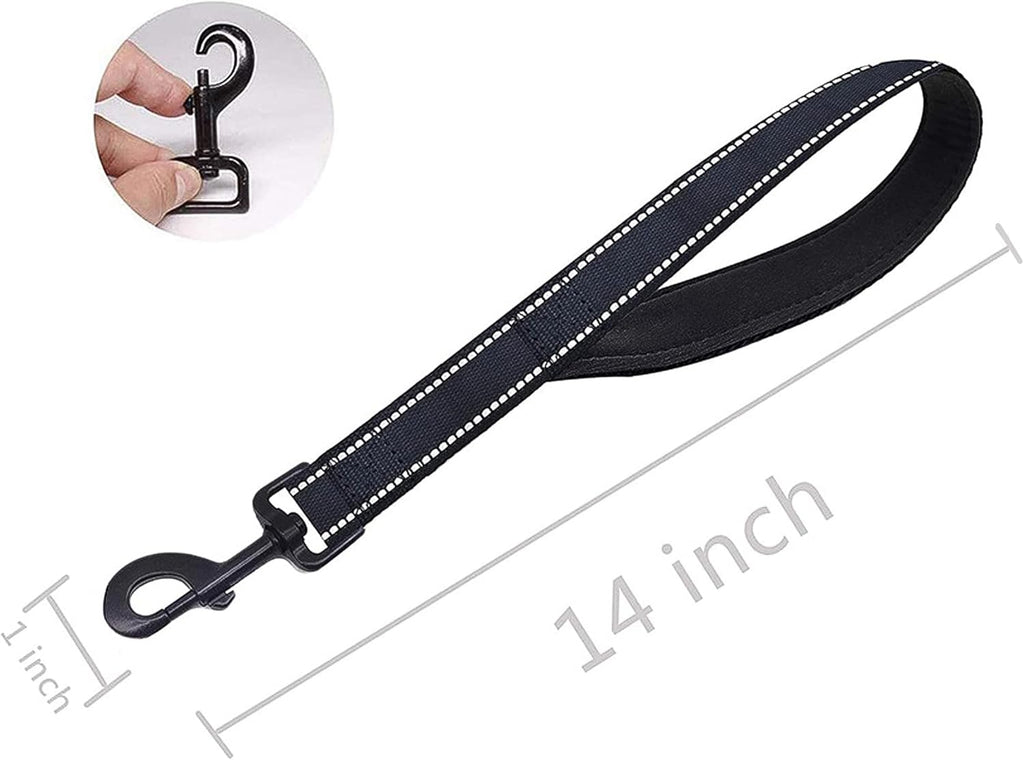 Short Dog Lead for Training, Short Leash with Soft Padding, Nylon Reflective Pet Walking Leash, Strong and Durable, 14 Inch (Black)