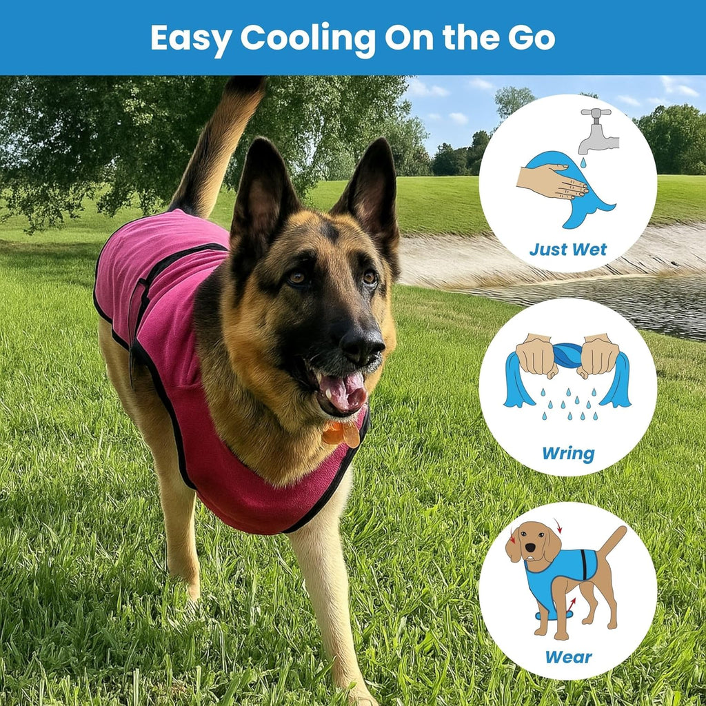 Dog Cooling Vest – Lightweight Evaporative Summer Coat with UV Protection – Soft, Breathable Fabric for Small, Medium & Large Dogs (S, Dark Blue)