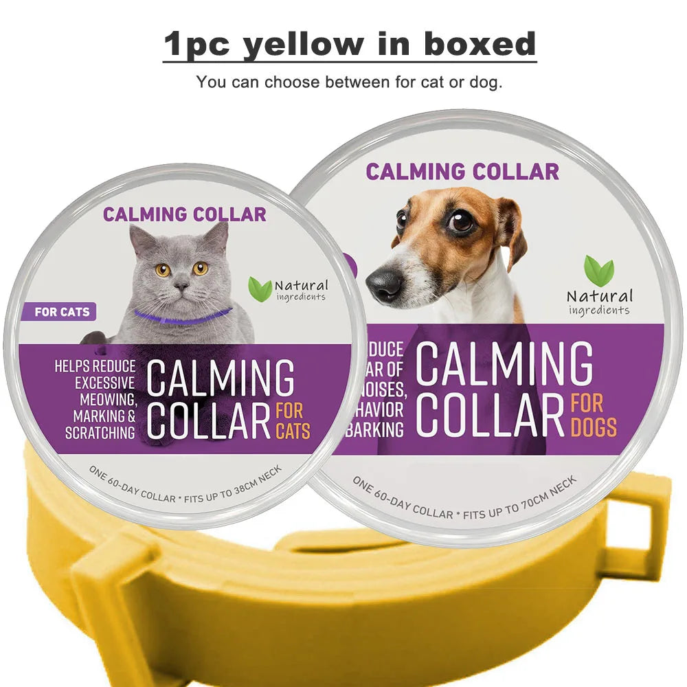 Calming Collar for Cats Pet Calming Pheromone Collar for Cats Dogs Calming Collar for Anxiety Effective Relieve Anxiety Stress