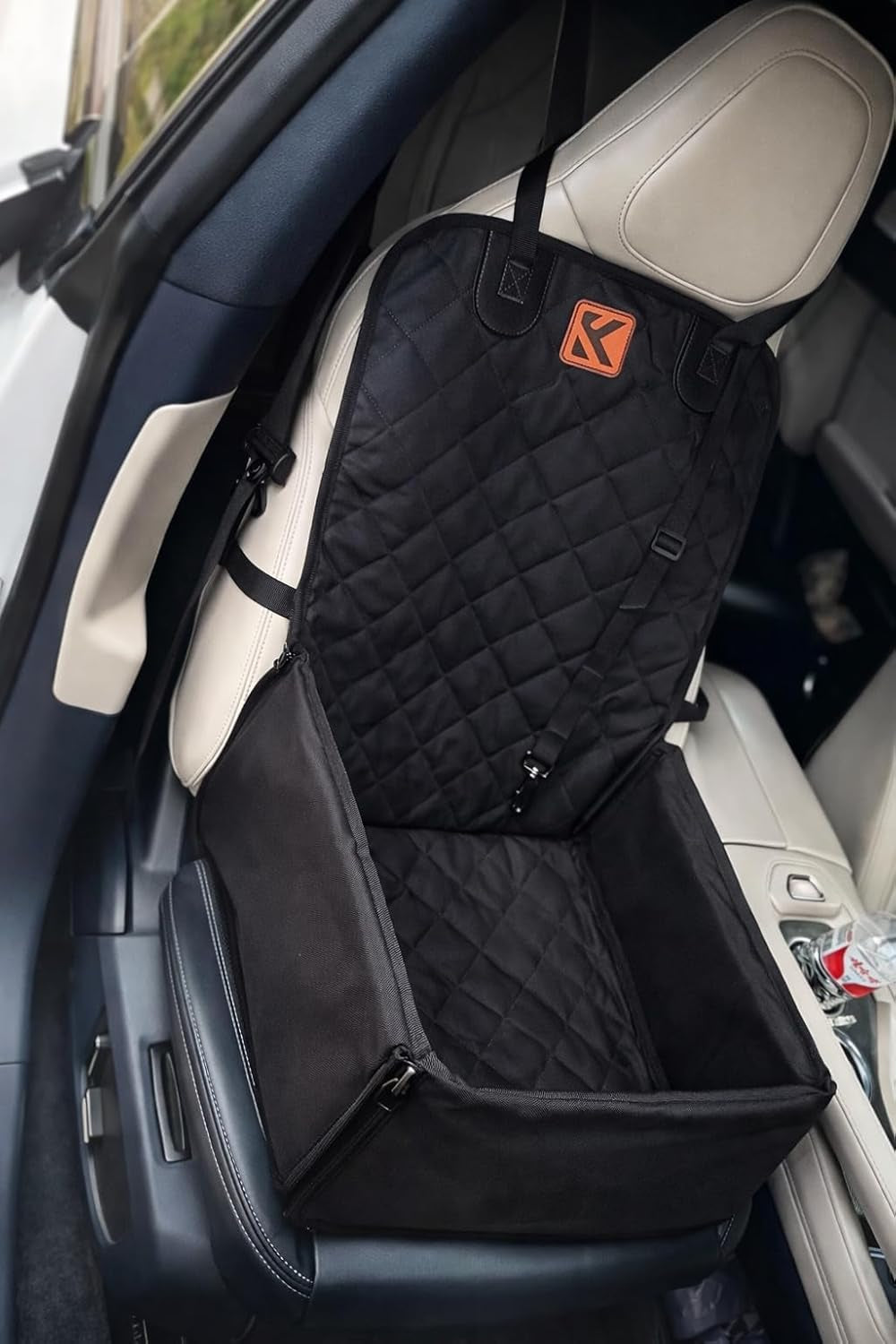 Muttstuff Car Seat for Pets - Waterproof Booster Seat Puppy Seat Belt, 2-In-1 Seat Cover for Dog in Car, Puppy Travel Car Seat, Foldable Safety Basket Seat for Small to Medium Dogs