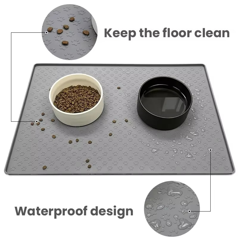 Pet Placemat Cat Dog Drinking Feeding Placemat Feeder Mats Cat Feed Mat Dog Food Bowl Mat Silicone Waterproof Pet Bowl Pad