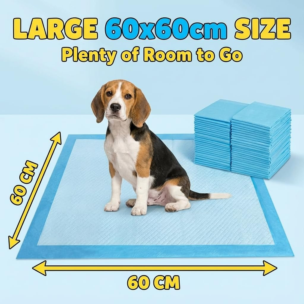 100X Large Puppy Pads 100 Pack Disposable Puppy Training Pads 60X60Cm | Highly Absorbent 5 Layer Leak-Proof Dog Training Pads | Premium Quality Quick-Dry Dog Pads (60X60Cm - 100 Count)