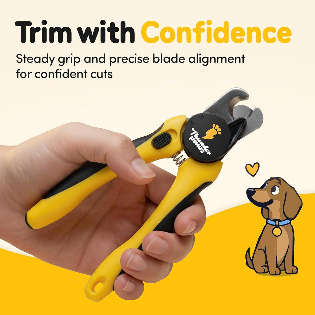 Dog Nail Clippers with Protective Guard and Safety Lock (Medium to Large Breeds) (Yellow, Medium to Large Breeds (LED))