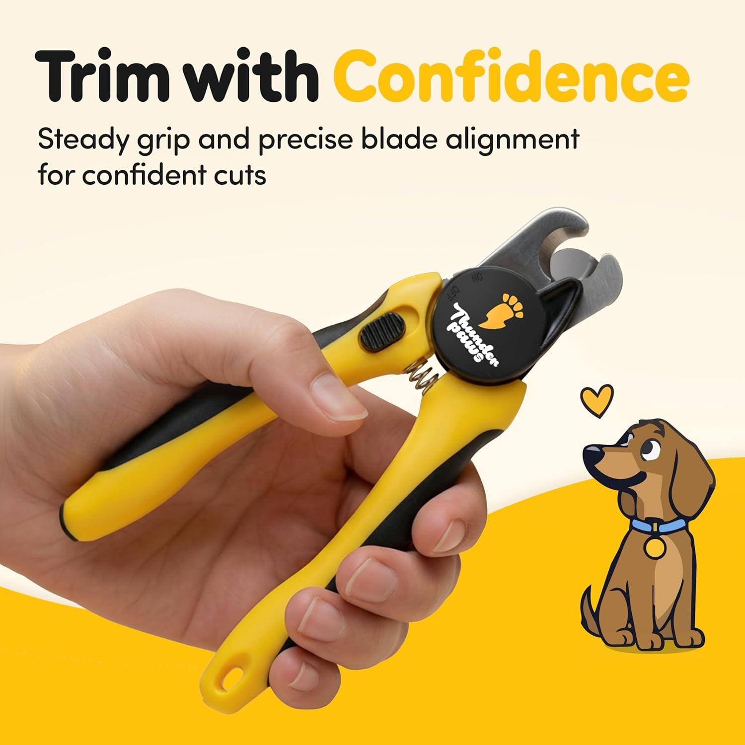 Dog Nail Clippers with Protective Guard and Safety Lock (Medium to Large Breeds) (Yellow, Medium to Large Breeds (LED))