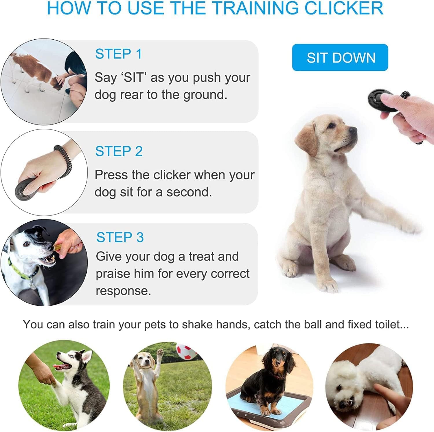 Dog Training Whistles,Dog Training Clicker with Wrist Strap,High Pitch Plastic Training Whistles Professional Ultrasonic Dog Whistle with Lanyard Adjustable Frequencies,For Barking & Recall