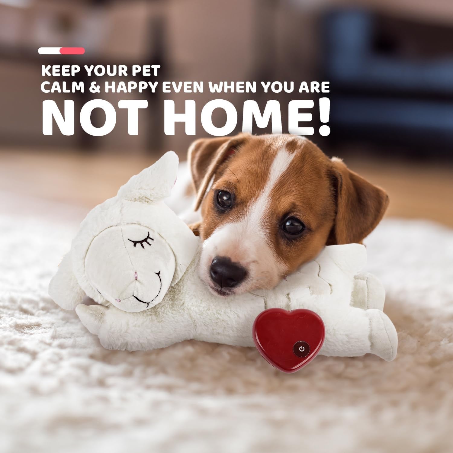 Little Buddy Heart Beat Sheep Dog Plush Toy, Beige, 2.8 Kg