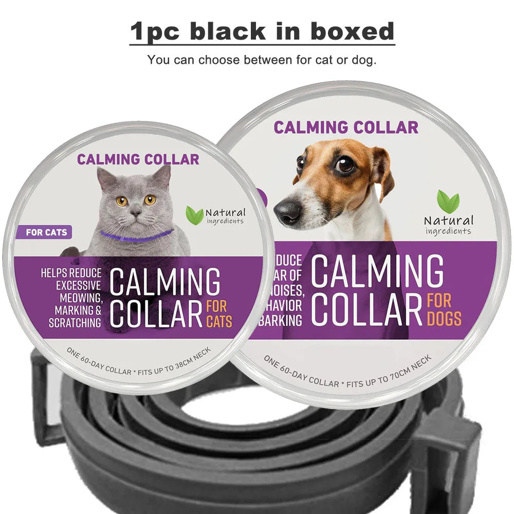 Calming Collar for Cats Pet Calming Pheromone Collar for Cats Dogs Calming Collar for Anxiety Effective Relieve Anxiety Stress