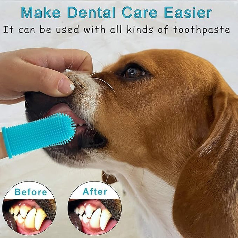 Dog Toothbrush Set (6 Packs), 360º Pets Teeth Cleaning Toothbrush for Dogs Cats Teeth Cleaning,Silicone Finger Teeth Brush