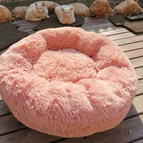 VIP LINK - Dog Long Plush Dounts Beds Calming Bed Hondenmand Pet Kennel Super Soft Fluffy Comfortable for Large Dog / Cat House 201126