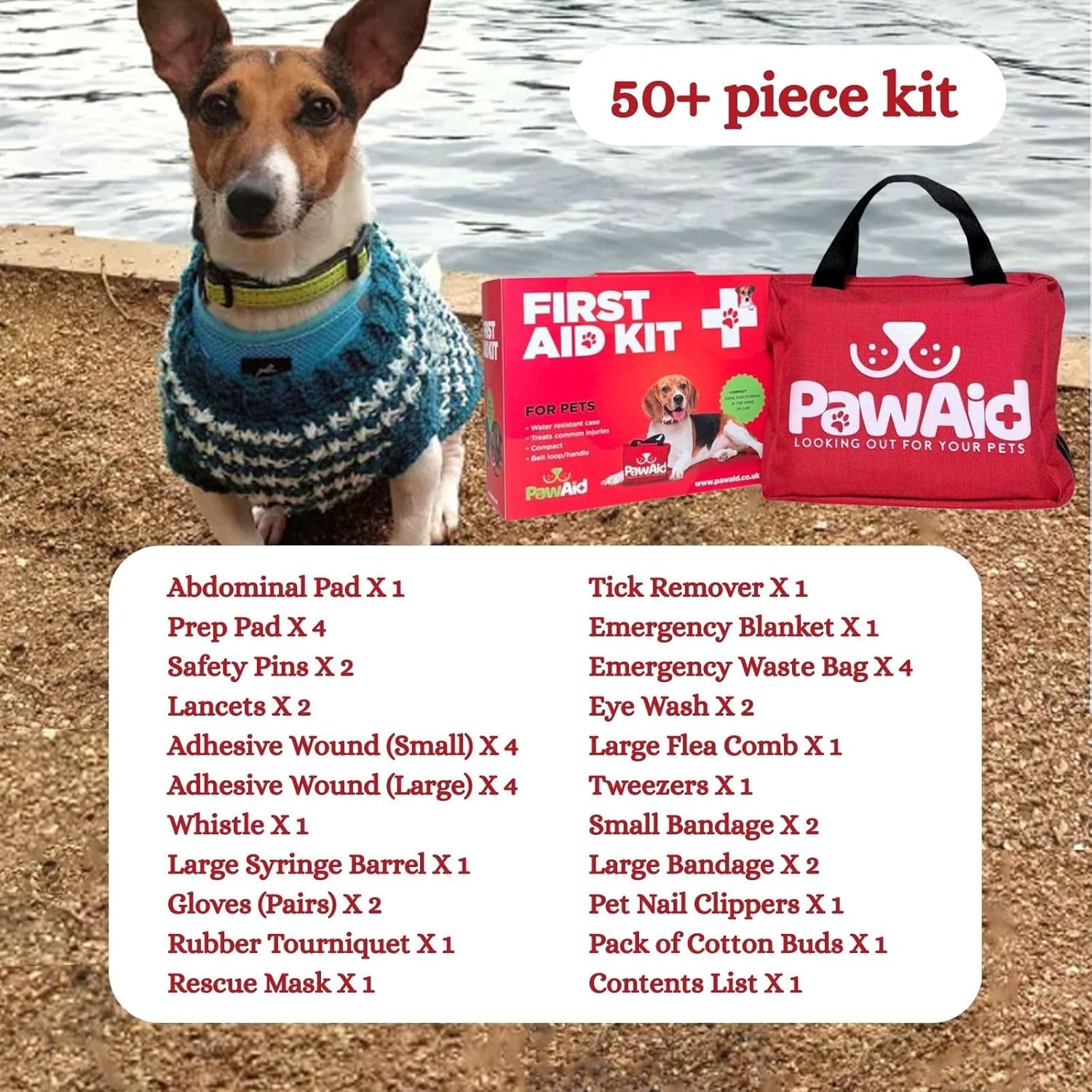 Pet First Aid Kit for Dogs – 50+ Piece Dog First Aid Kit, Pet First Aid Kit, Emergency Dog First Aid Kit for Travel – Portable Pet First Aid Kit for Car, Walking & Outdoor Use