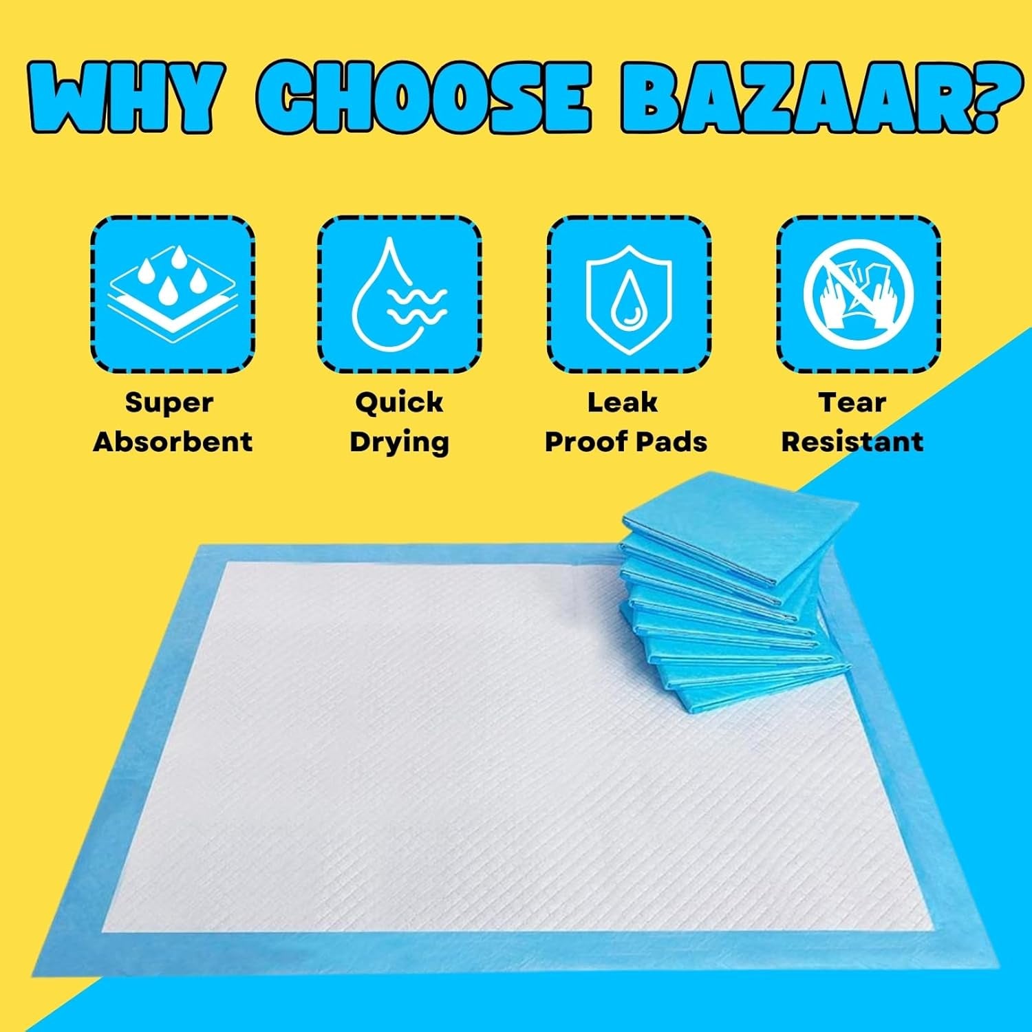 100X Large Puppy Pads 100 Pack Disposable Puppy Training Pads 60X60Cm | Highly Absorbent 5 Layer Leak-Proof Dog Training Pads | Premium Quality Quick-Dry Dog Pads (60X60Cm - 100 Count)