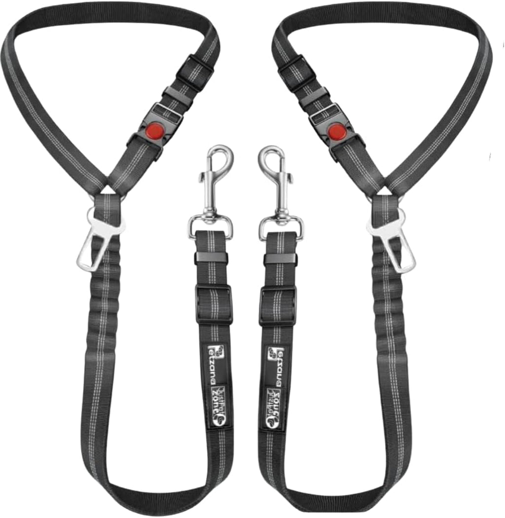Dog Seat Belt for Cars, Headrest Dog Seat Belt 2 Pack – Adjustable Car Harness for Pet Safety (BALCK)