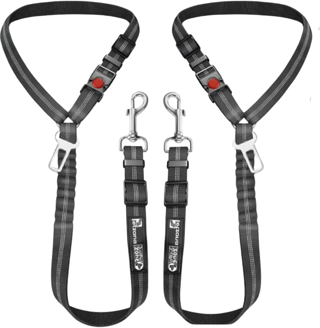 Dog Seat Belt for Cars, Headrest Dog Seat Belt 2 Pack – Adjustable Car Harness for Pet Safety (BALCK)