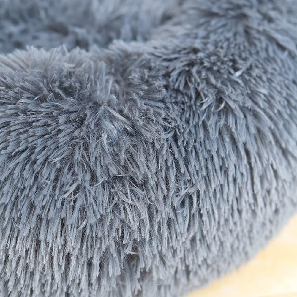 Plush Donut Dog Bed Cat Bed Fluffy Calming Pet Bed Dog round Bed Cat round Bed Warm Kitten Nest Ideal for Small 3KG Pet