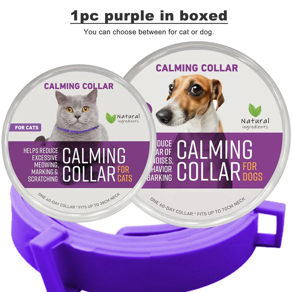 Calming Collar for Cats Pet Calming Pheromone Collar for Cats Dogs Calming Collar for Anxiety Effective Relieve Anxiety Stress