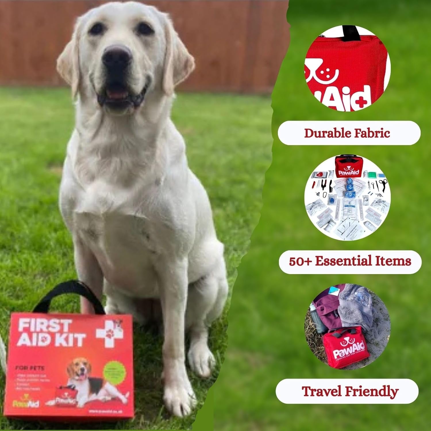 Pet First Aid Kit for Dogs – 50+ Piece Dog First Aid Kit, Pet First Aid Kit, Emergency Dog First Aid Kit for Travel – Portable Pet First Aid Kit for Car, Walking & Outdoor Use
