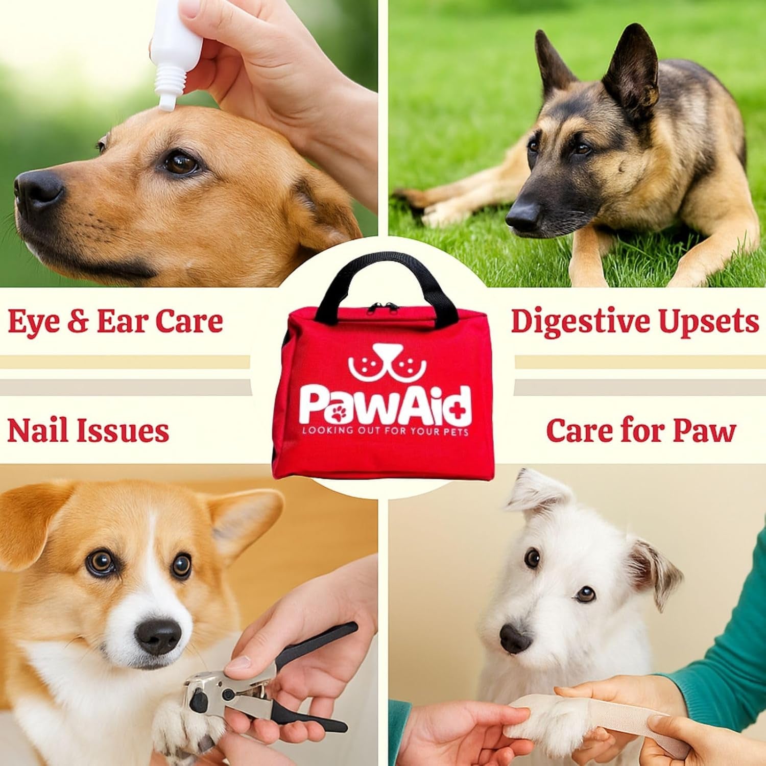 Pet First Aid Kit for Dogs – 50+ Piece Dog First Aid Kit, Pet First Aid Kit, Emergency Dog First Aid Kit for Travel – Portable Pet First Aid Kit for Car, Walking & Outdoor Use