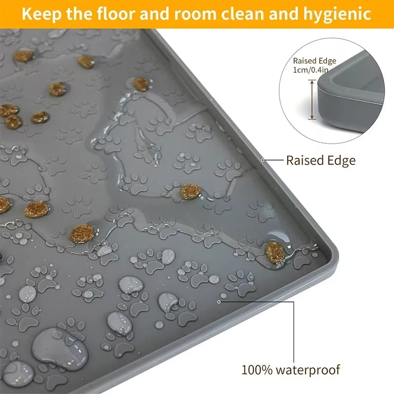 Pet Placemat Cat Dog Drinking Feeding Placemat Feeder Mats Cat Feed Mat Dog Food Bowl Mat Silicone Waterproof Pet Bowl Pad