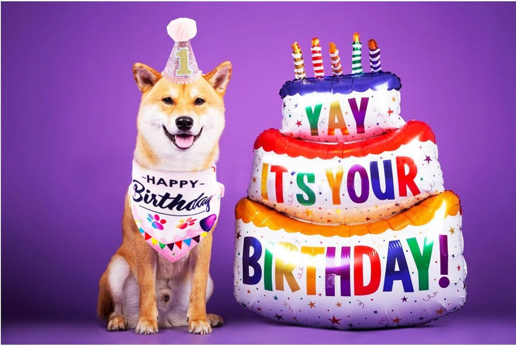 Pink Dog 1St Birthday Hat、Bandana and Bowtie for Girls Small Medium Dogs Cats Happy Birthday Hat Doggy Party Supplies Adjustable Pet Collar Bowtie Celebration Pet Birthday Neckerchief Set