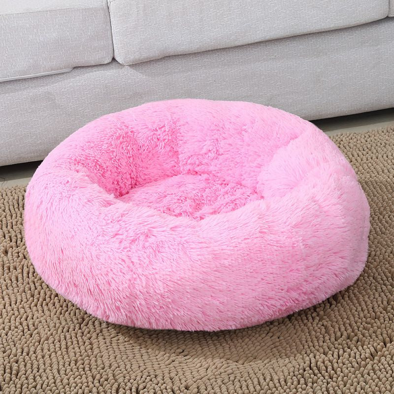 VIP LINK - Dog Long Plush Dounts Beds Calming Bed Hondenmand Pet Kennel Super Soft Fluffy Comfortable for Large Dog / Cat House 201126