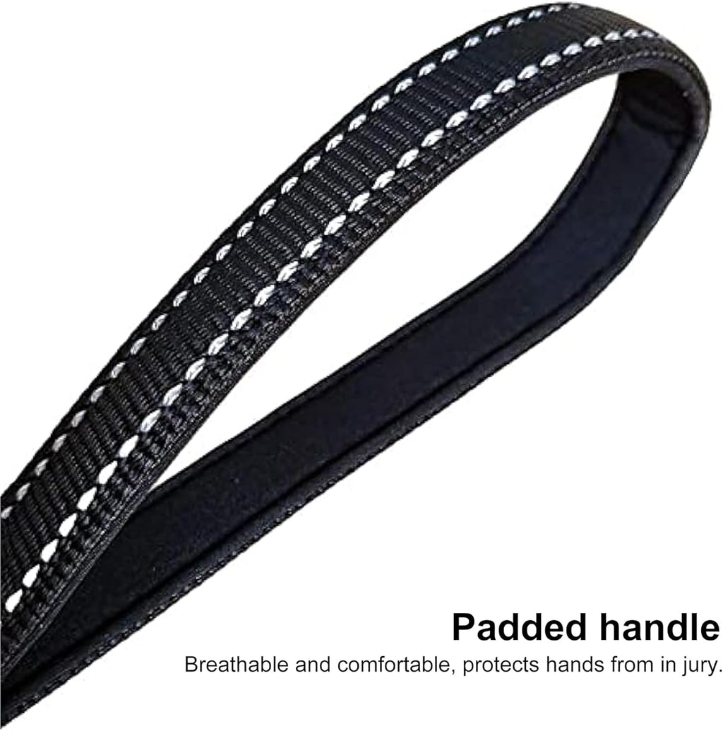 Short Dog Lead for Training, Short Leash with Soft Padding, Nylon Reflective Pet Walking Leash, Strong and Durable, 14 Inch (Black)