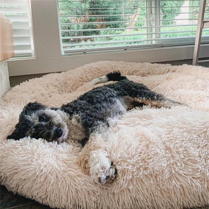 VIP LINK - Dog Long Plush Dounts Beds Calming Bed Hondenmand Pet Kennel Super Soft Fluffy Comfortable for Large Dog / Cat House 201126