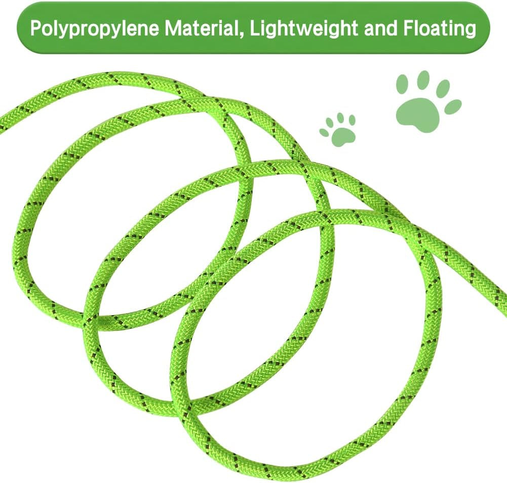 Long Dog Lead, 10M/32FT Reflective Floating Long Leads for Dog Training with Soft Handle for Camping, Hiking, Swimming, Beach and Lake (Reflective Green)