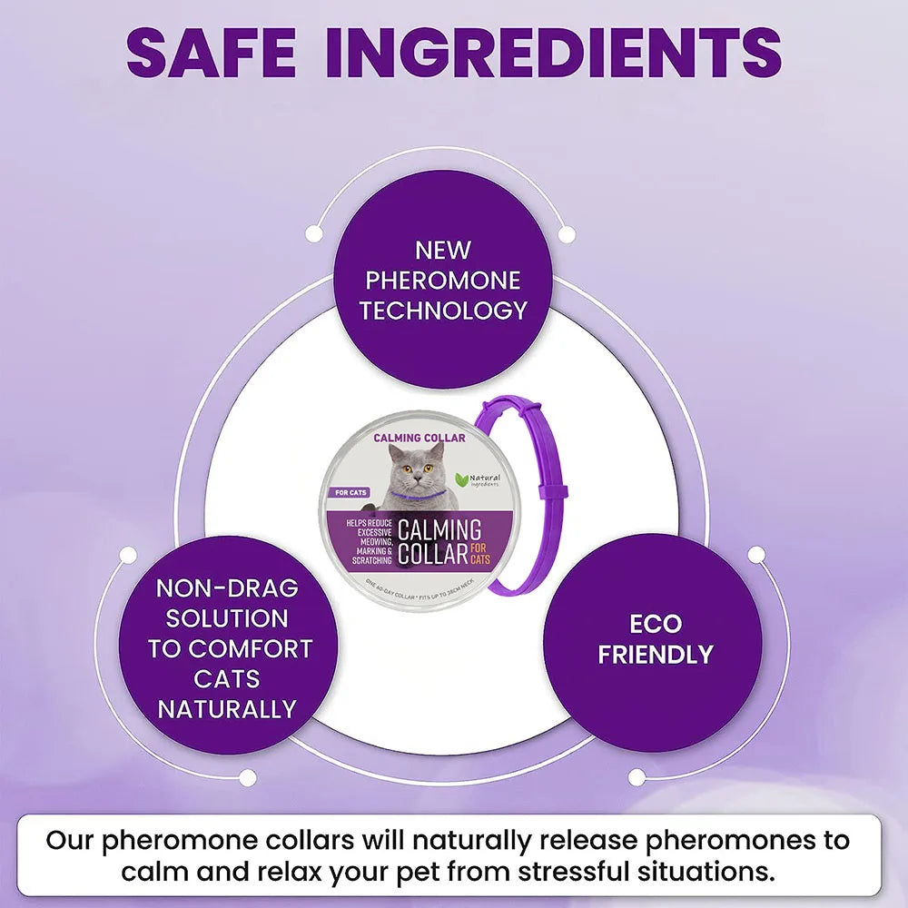 Calming Collar for Cats Pet Calming Pheromone Collar for Cats Dogs Calming Collar for Anxiety Effective Relieve Anxiety Stress