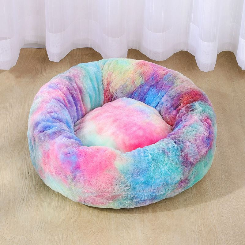 VIP LINK - Dog Long Plush Dounts Beds Calming Bed Hondenmand Pet Kennel Super Soft Fluffy Comfortable for Large Dog / Cat House 201126