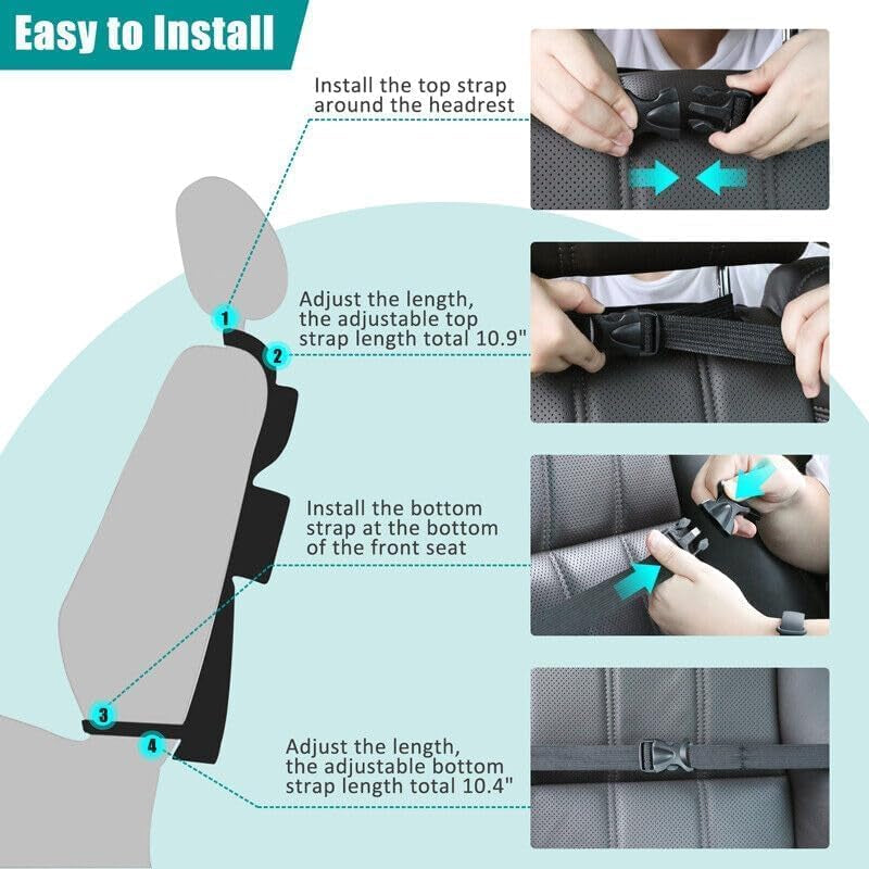 Car Seat Organizer, 2 Pack Backseat Car Organizer for Kids, Car Back Seat Protector Car Travel Accessories with Pad Tablet Holder and 9 Storage Pockets, Black