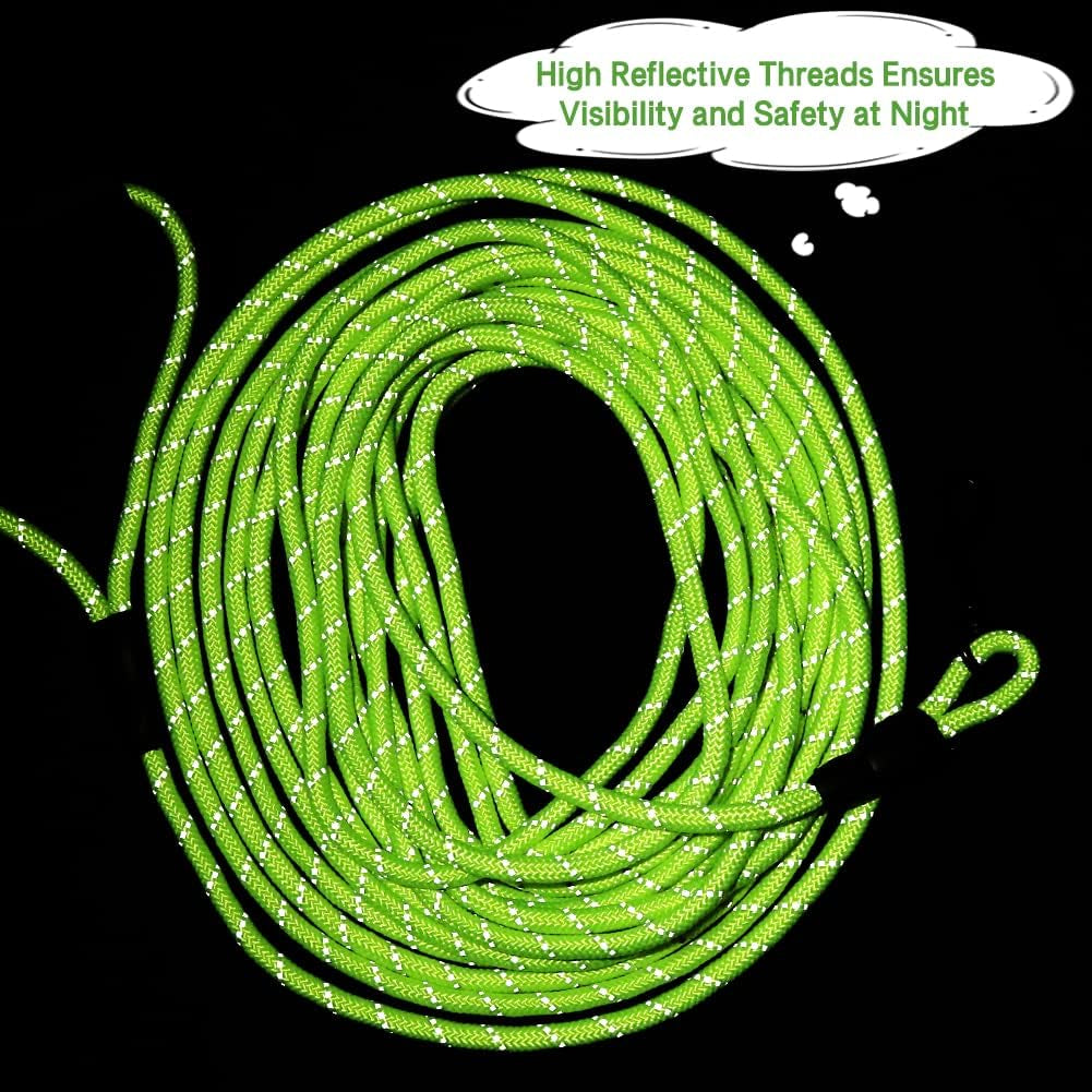 Long Dog Lead, 10M/32FT Reflective Floating Long Leads for Dog Training with Soft Handle for Camping, Hiking, Swimming, Beach and Lake (Reflective Green)
