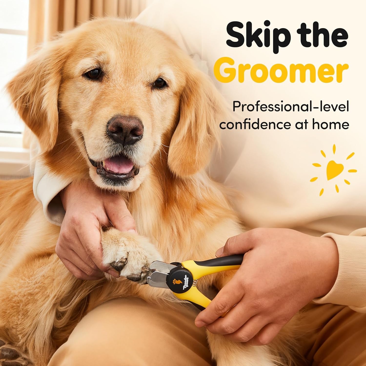Dog Nail Clippers with Protective Guard and Safety Lock (Medium to Large Breeds) (Yellow, Medium to Large Breeds (LED))
