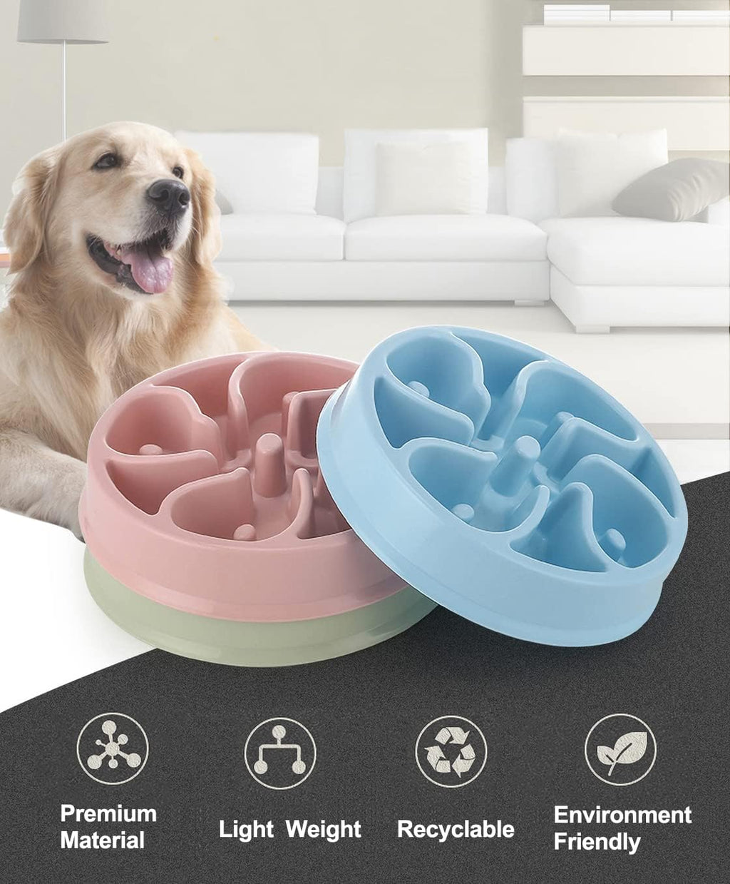 Slow Feeder Dog Bowl, anti Gulp Dog Food Bowl, Healthy Slow Eating Dog Bowl to Reduce Choking and Overeating, Stop Feeding Bowl for Small Medium Size Dogs