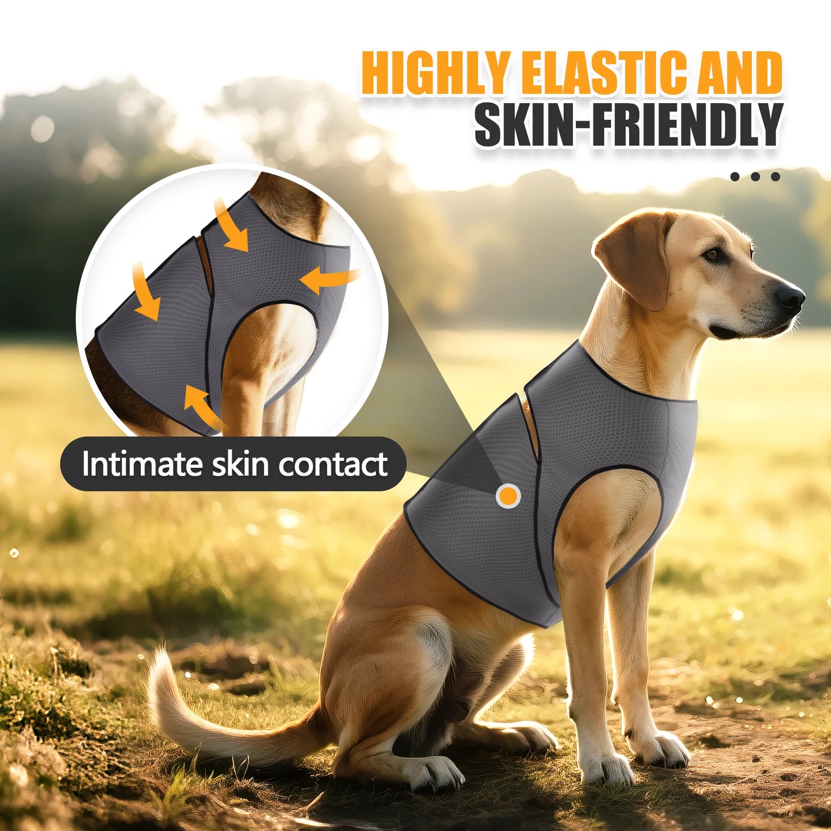 CalmWrap calming pressure wrap being worn — fireworks and storm anxiety relief
