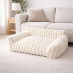 Luxury Plush Orthopaedic Dog Bed Soft Ribbed Cat Pet Sofa Washable Calming 86Cm