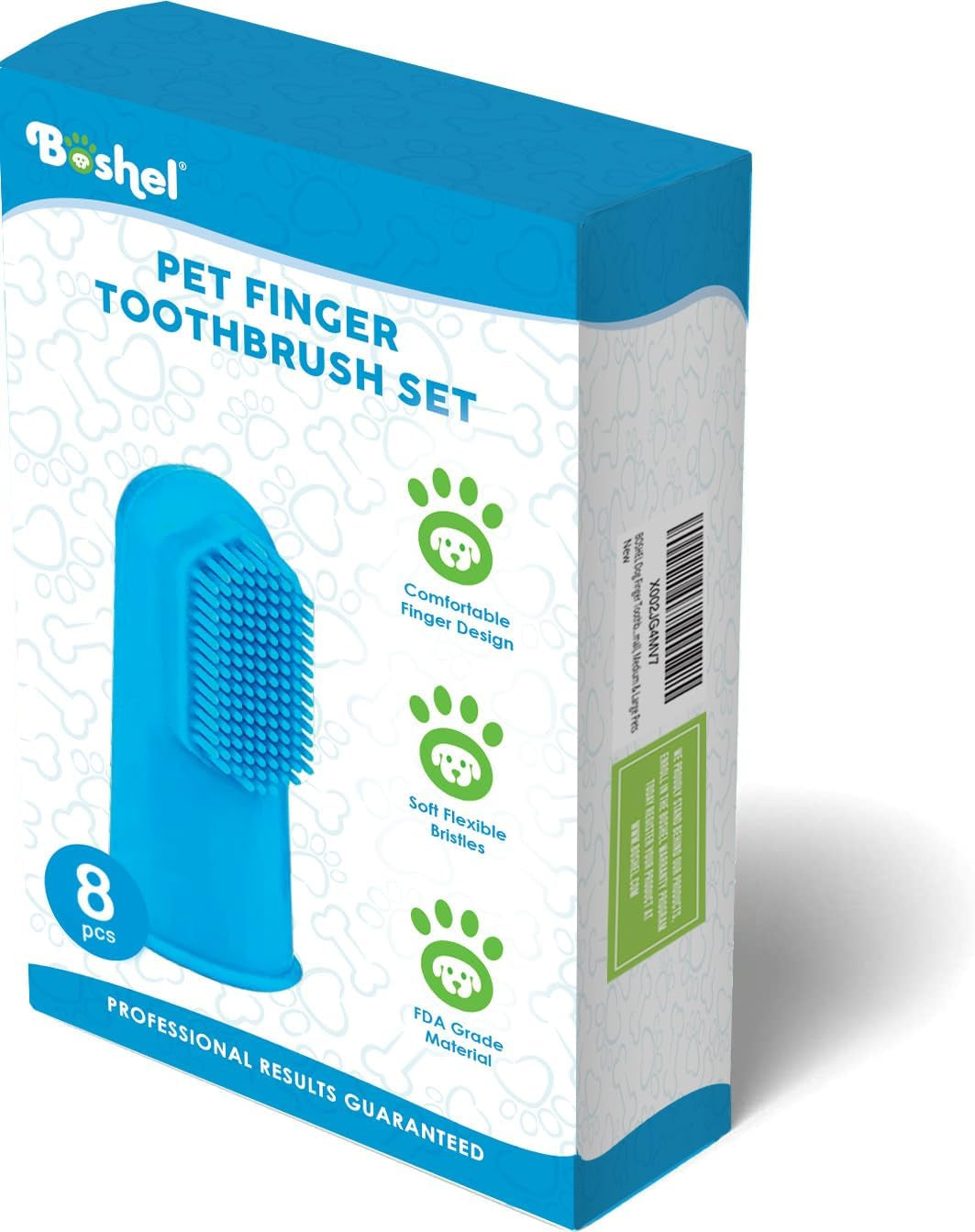 Dog Finger Toothbrush Set - 8 Pack Includes 6 Silicone Bristle + 2 Nylon Bristle Dog & Cat Toothbrushes - Approved - Dental Oral Care - Kit for Small, Medium & Large Pets
