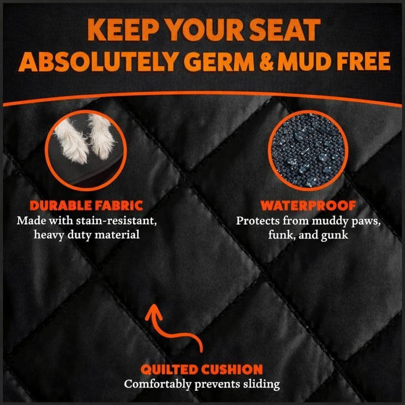 Muttstuff Car Seat for Pets - Waterproof Booster Seat Puppy Seat Belt, 2-In-1 Seat Cover for Dog in Car, Puppy Travel Car Seat, Foldable Safety Basket Seat for Small to Medium Dogs