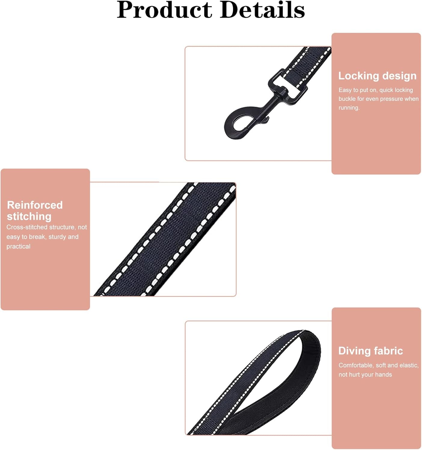 Short Dog Lead for Training, Short Leash with Soft Padding, Nylon Reflective Pet Walking Leash, Strong and Durable, 14 Inch (Black)