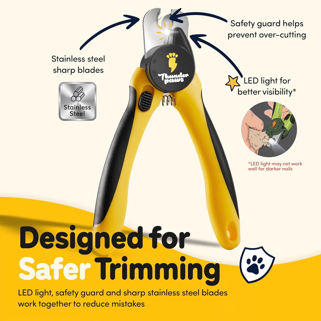 Dog Nail Clippers with Protective Guard and Safety Lock (Medium to Large Breeds) (Yellow, Medium to Large Breeds (LED))