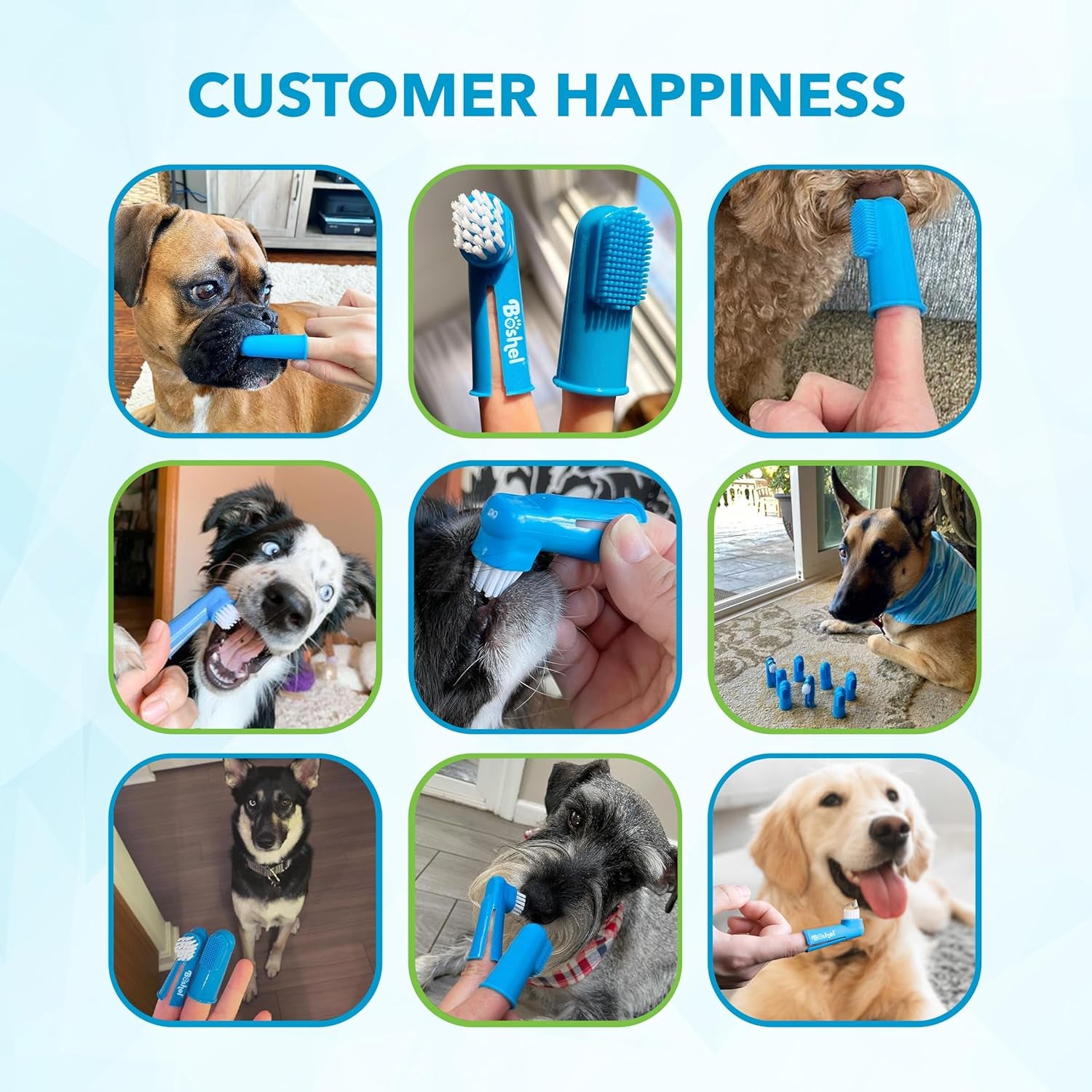 Dog Finger Toothbrush Set - 8 Pack Includes 6 Silicone Bristle + 2 Nylon Bristle Dog & Cat Toothbrushes - Approved - Dental Oral Care - Kit for Small, Medium & Large Pets