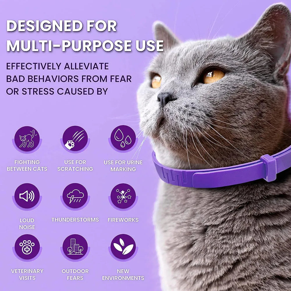 Calming Collar for Cats Pet Calming Pheromone Collar for Cats Dogs Calming Collar for Anxiety Effective Relieve Anxiety Stress