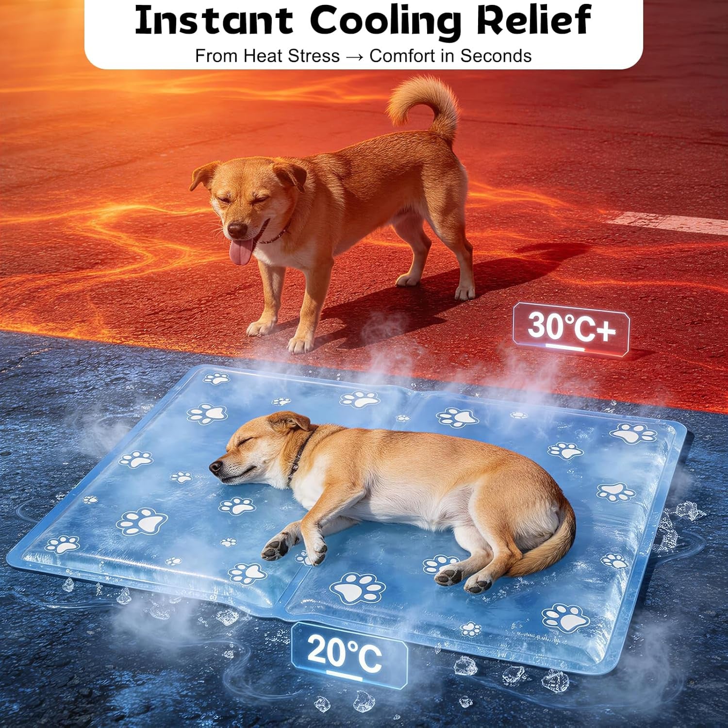 Extra Large Dog Cooling Mat, 90 X 50Cm, Foldable, Scratch Resistant, XL Pet Cooling Mat for Dogs