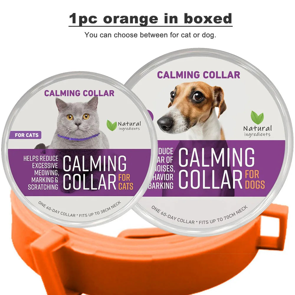 Calming Collar for Cats Pet Calming Pheromone Collar for Cats Dogs Calming Collar for Anxiety Effective Relieve Anxiety Stress
