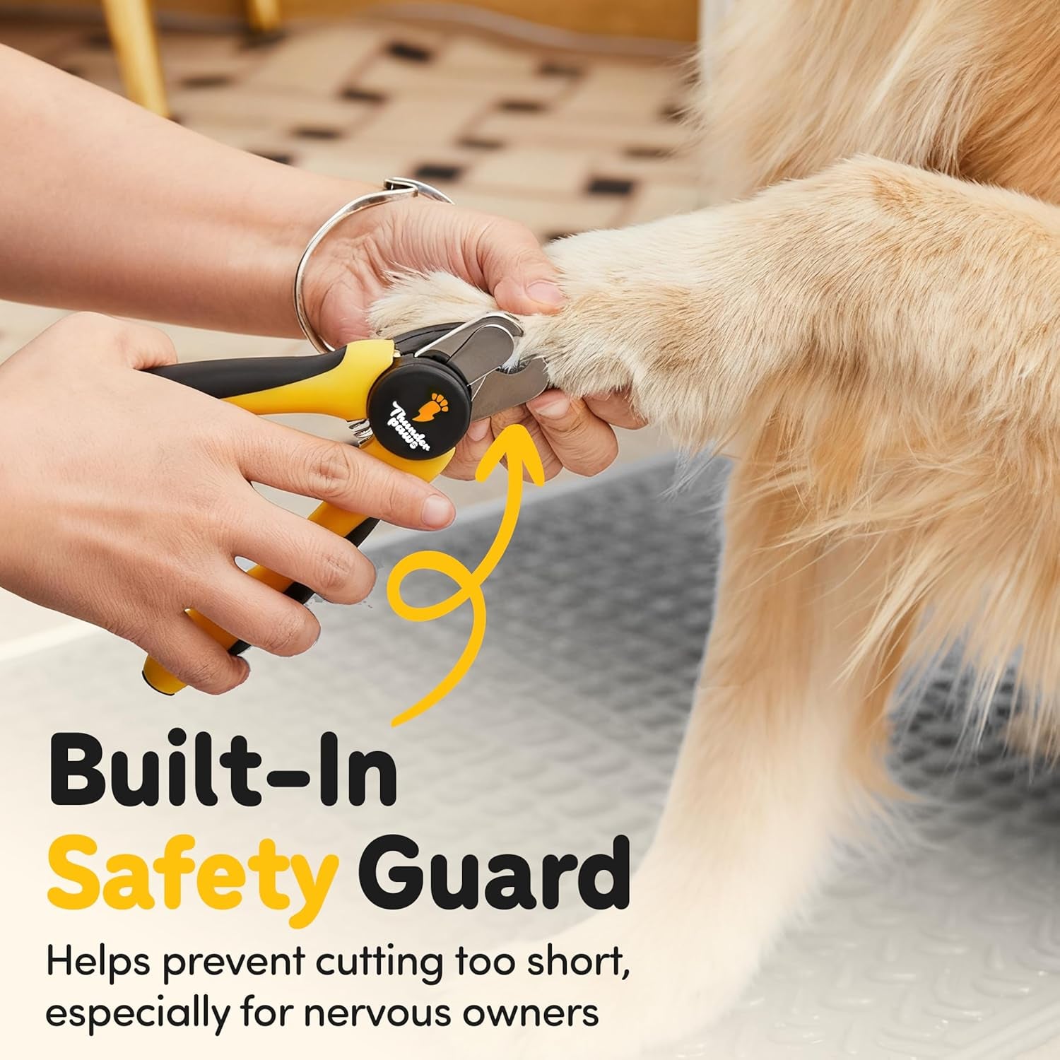 Dog Nail Clippers with Protective Guard and Safety Lock (Medium to Large Breeds) (Yellow, Medium to Large Breeds (LED))