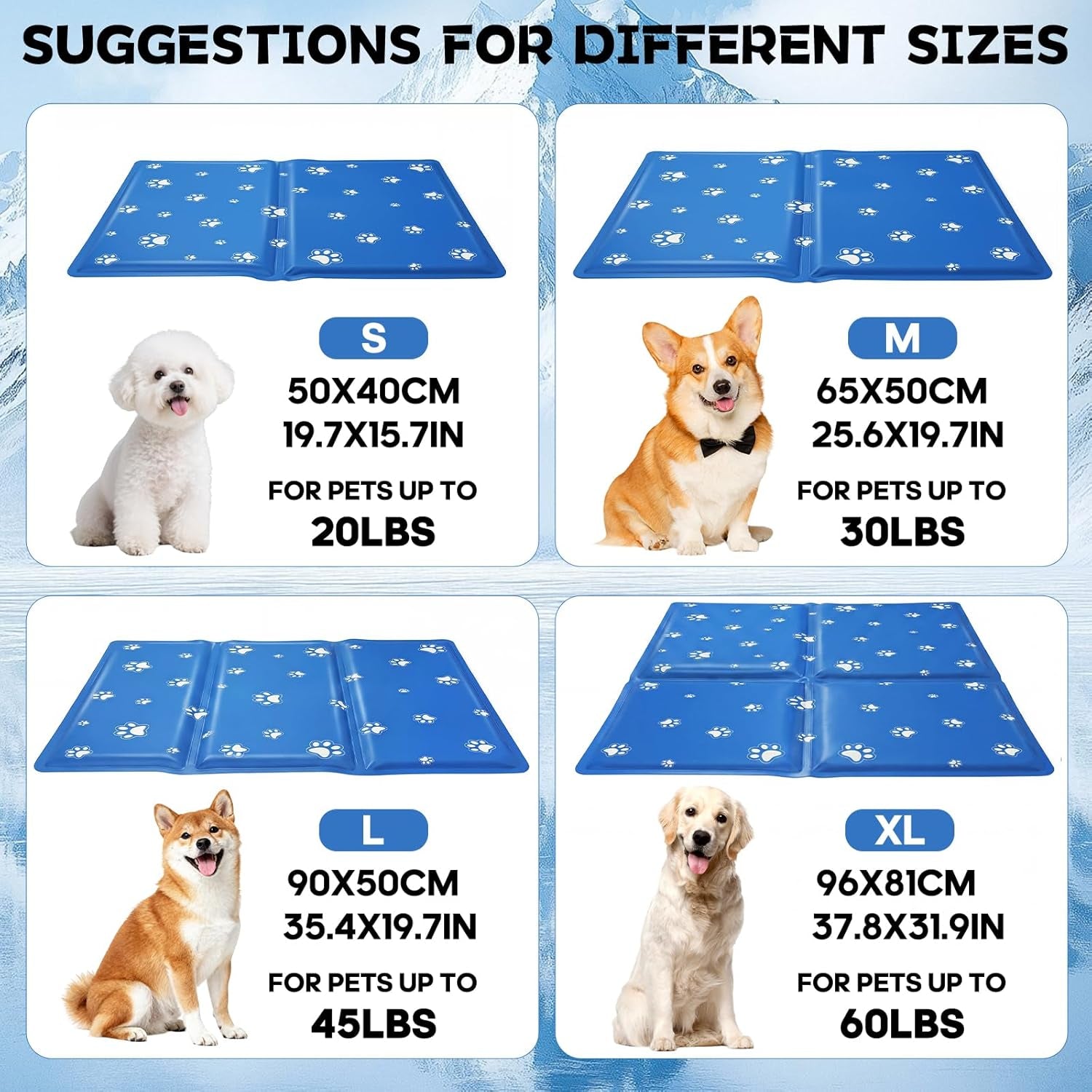 Extra Large Dog Cooling Mat, 90 X 50Cm, Foldable, Scratch Resistant, XL Pet Cooling Mat for Dogs