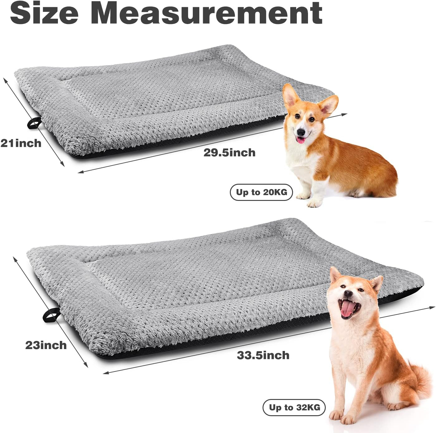 Dog Bed Mat Large 90 X 58CM Washable Fluffy Sherpa Cat Bed Cushion with Anti-Slip Bottom, Warm Pet Dog Crate Mattress for Medium and Large Pets, Grey